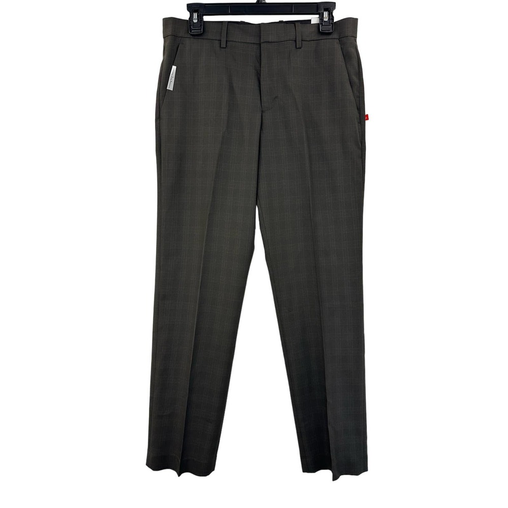 Perry Ellis Portfolio Mens Modern-Fit Check Dress Pants Major Brown Size 30x30